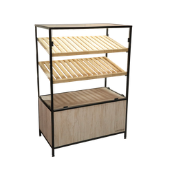 витрина с двумя деревянными полками и стеклом серии UNIVERSAL