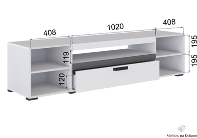 ТВМ-8 Тумба под ТВ Белый с тиснением «Древесные поры»/Графит Серый