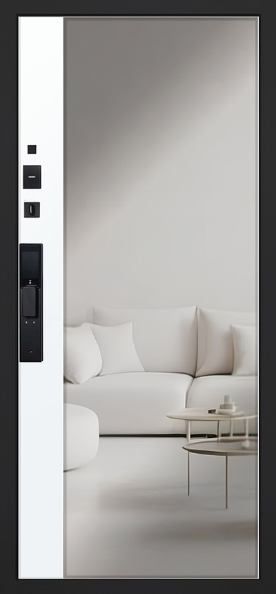 Стальная дверь   Берилл с зеркалом (биометрический замок DZ 888). Заказная модель.