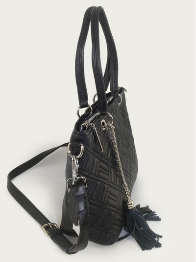 (АРТИКУЛ: 10073/5) СУМКА ЖЕНСКАЯ, СРЕДНЕГО РАЗМЕРА, НАТУРАЛЬНАЯ КОЖА, ЧЕРНАЯ, С ПЛЕЧЕВЫМ РЕМНЕМ