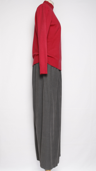 Брюки вельветовые"Палаццо защипы пояс" графит до 54