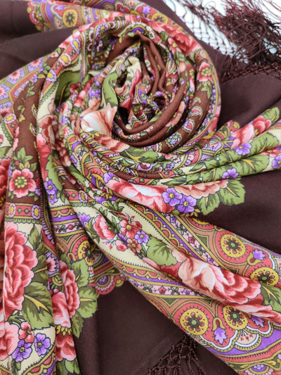 Павловопосадский платок Пламень сердца 1786-17