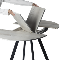 Лаунж стол круглый D900 (1300) раздвижной дуб канадский/черный муар