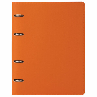 Тетрадь на кольцах А5 (180х220 мм), 120 л., под фактурную кожу, BRAUBERG "Joy", оранжевый/светло-оранжевый, 129992
