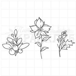 Штамп пуансеттия, омела, остролист