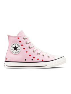 Кеды Converse Chuck 70 Embroidered Lips Pink розовые высокие A01603C