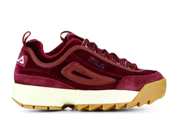 Fila burgundy disruptor best sale ii premium velour trainers