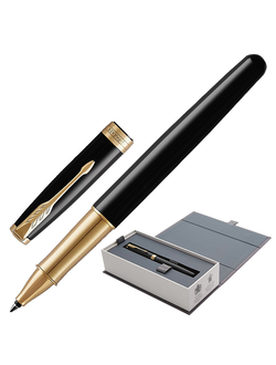 Ручка-роллер PARKER "Sonnet Core Black Lacquer GT", корпус черный глянцевый лак, позолоченные детали, черная, 1948080