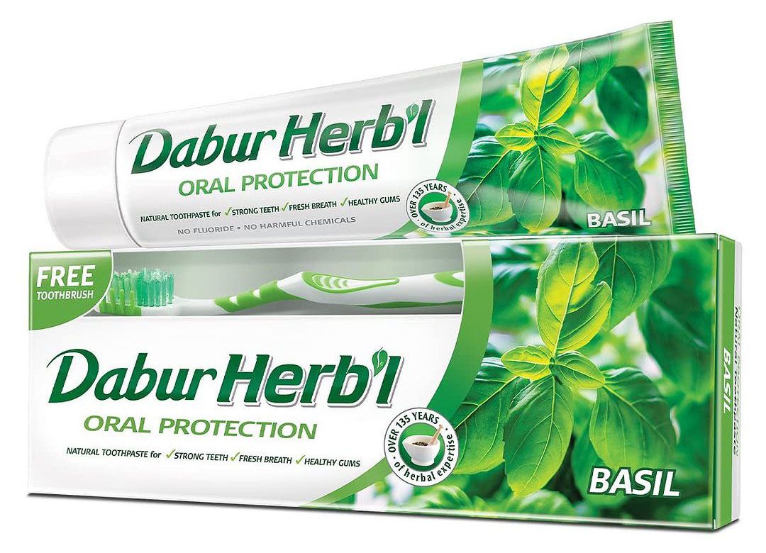НАТУРАЛЬНАЯ Зубная паста Dabur Herbal Basil с БАЗИЛИКОМ (Индия)