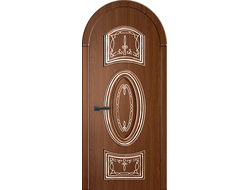 Глухая дверь Гармония арочная в цвете орех темный