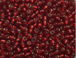 Бисер Китайский №6-25в красный с посеребренным отверстием, 50 грамм