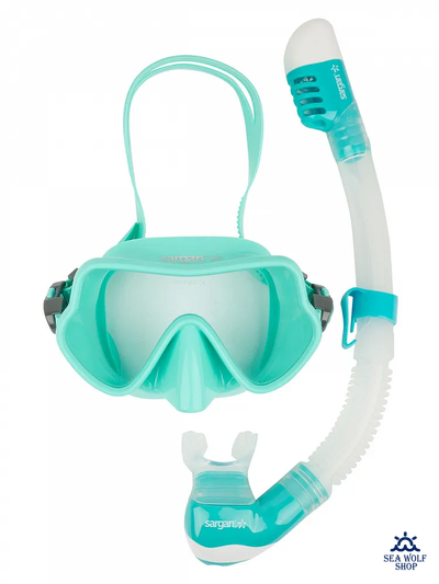 Маска для дайвинга с трубкой Sargan "БАТТЕРФЛЯЙ-М" бирюз. силикон