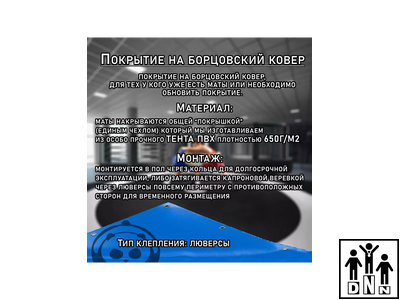 Покрытие для борцовского ковра (ЧЕХОЛ) 2х2м голубой DNN