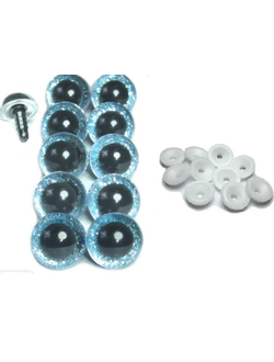 Глаза для кукол с глиттерной вставкой 18 мм, голубые