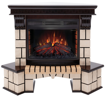 Угловой электрокамин Stone AO с очагом FireField 25