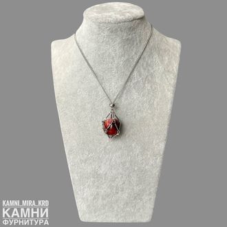 Сеточка для кулона камня на цепочке 40-45 см с замочком, цвет серебро, цена за штуку