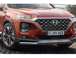 Защита переднего бампера двойная D 60,3/42,4 для Hyundai Santa Fe (2018-2021)