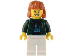 Gaming Tournament Spectator - Female, Dark Green Hoodie, White Legs, Dark Orange Hair, n/a (cty1542)