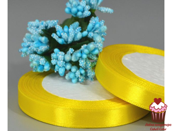 Лента атласная желтая, 12 мм, катушка 27 м