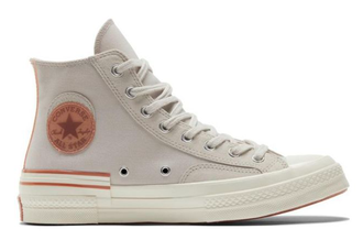 Кеды Converse Chuck Taylor 70 бежевые высокие с оранжевым лого