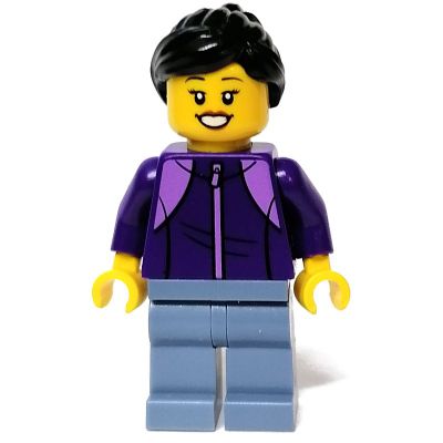 Woman, Black Hair, Dark Purple Jacket, Sand Blue Legs, Ice Skates, n/a (hol277)