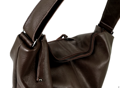 (АРТИКУЛ: 7927/0/82) СУМКА МЕШОК ЖЕНСКАЯ, БОЛЬШАЯ, НАТУРАЛЬНАЯ КОЖА, TEМНО-КОРИЧНЕВАЯ, ШИРОКИЙ РЕМЕНЬ ЧЕРЕЗ ПЛЕЧО