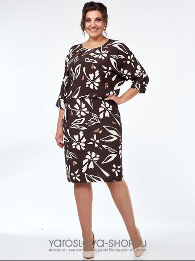 Модель : 2501.Женское нарядное платье с цветочным принтом.