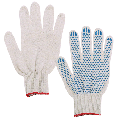 Перчатки хлопчатобумажные, КОМПЛЕКТ 300 ПАР, 7,5 класс, ПВХ точка, белые
