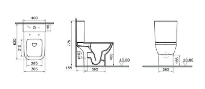 Комплект напольного безободкового унитаза Vitra Integra Square Open-Back, с тонким сиденьем микролифт, 9833B003-7205