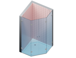 GT-22 Стеклянная угловая душевая кабина с двумя дверьми по центру