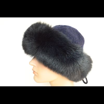 Вязаная шапка с мехом Vizio Италия 8058 CCP  V синяя