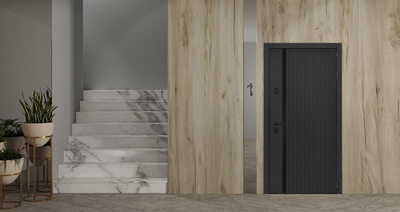 Стальная дверь   Silver с зеркалом. Заказная модель.