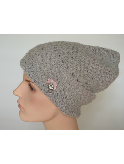 Шапка серая вязаная из альпака Vizio Италия 7007 CY