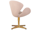 Кресло дизайнерское DOBRIN SWAN, бежевая ткань IF1, золотое основание