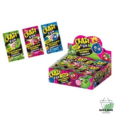 Карамель 4,5г CRAZY FUN Шипелка с жеват. резинкой 62757