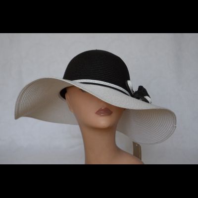 Stefania Maiaroli шляпа широкополая 1638 белая с черной тульей