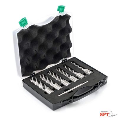 Набор сверл корончатых по металлу HSS Bohre 12,14,16,18,20,22 мм х50, Weldon 19, штифт 6,34х103