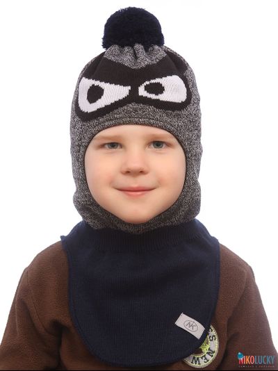 Шапка-шлем 22201-04, цвет темно-серый меланж, р. 50-52