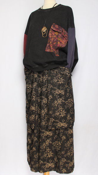 Джемпер ХЛОПОК "КАРМАН В ЦВЕТОЧЕК" черный до р.52