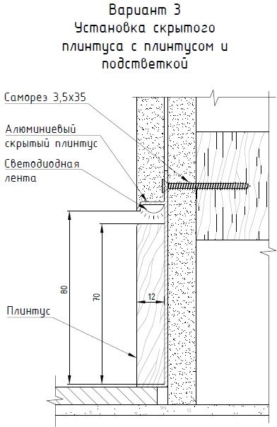 Плинтус "ВСТАВКА" скрытого монтажа UNIVERSALE встраиваемый в стену PAL