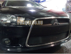 Защита радиатора Mitsubishi Lancer X 2011- (3 части) black
