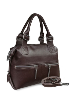 (АРТИКУЛ: 10052/52) СУМКА ЖЕНСКАЯ, НЕБОЛЬШАЯ, НАТУРАЛЬНАЯ КОЖА, ТЕМНО-КОРИЧНЕВАЯ, С ПЛЕЧЕВЫМ РЕМНЕМ