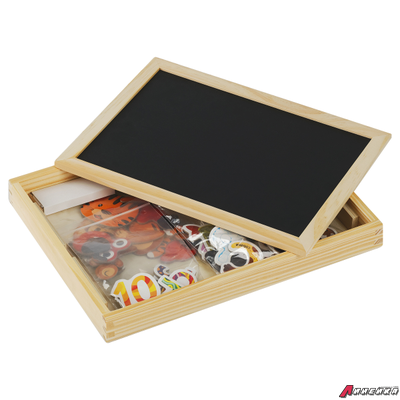 Доска двусторонняя ТРИ СОВЫ, меловая/магнитно-маркерная, А4, настольная, с поддоном (в комплекте маркер, мелки, губка, набор магнитов). MMD_49199