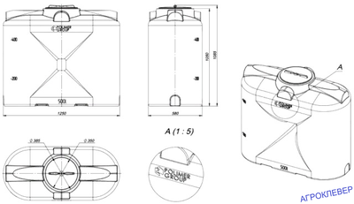 Бак S 500 литров для воды(размеры)