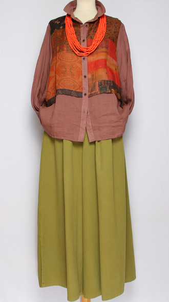 Рубашка Бохо "КРАПИВА КОМБИНИРОВАННАЯ" чайная роза р.44-52