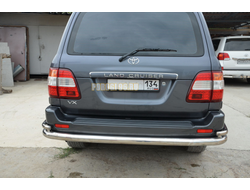 Защита заднего бампера угловая большая d76/42 для Toyota Land Cruiser 100 (1998-2006)