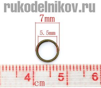 колечки соединительные двойные 7 мм, цвет-античная бронза, 30 шт/уп