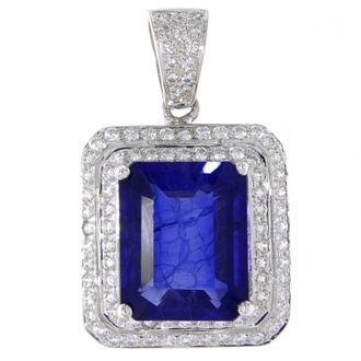 Кулон сапфир (16.4 ct.), цирконы, серебро 925 пробы