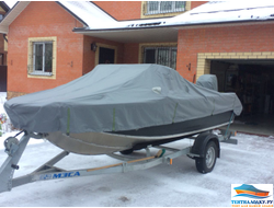 Тент на лодку ВОЛЖАНКА 46 FISH - 2020 ( с кринолинами без лееров на носу)