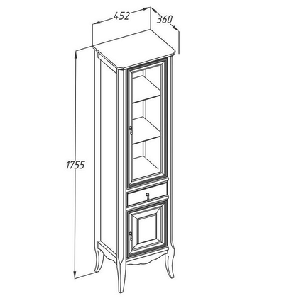 Пенал Opadiris Лоренцо 45 белый без патины, левый